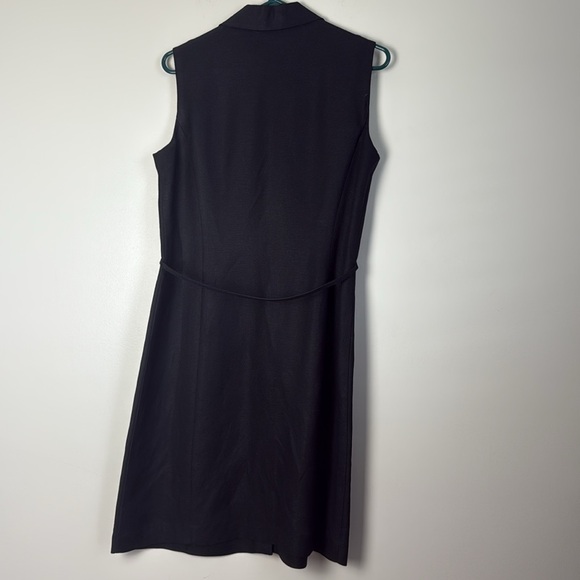 Emma James Black Sleeveless Sheath Button Down Dress with Collar and Belt - Picture 6 of 8